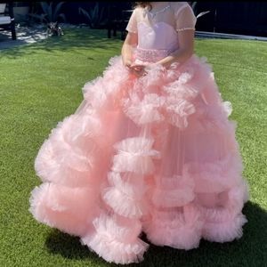 Girls size 8/10 pageant dress blush pink